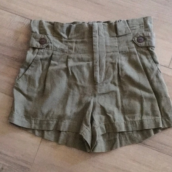Rewash Shorts Size XS Olive Green Elastic Waist Linen Blend - Picture 1 of 5